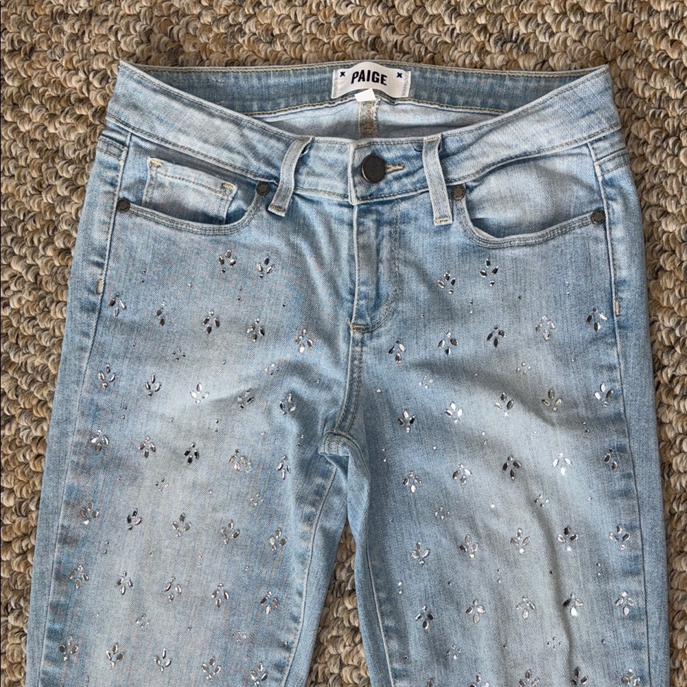Paige Light Blue Verdugo Ultra Skinny Jeans With Bling!